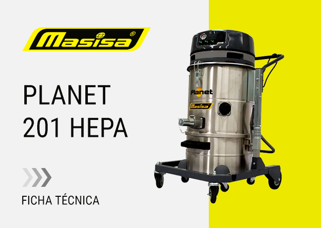 Especificaciones técnicas Aspiradora Industrial Planet 201 HEPA